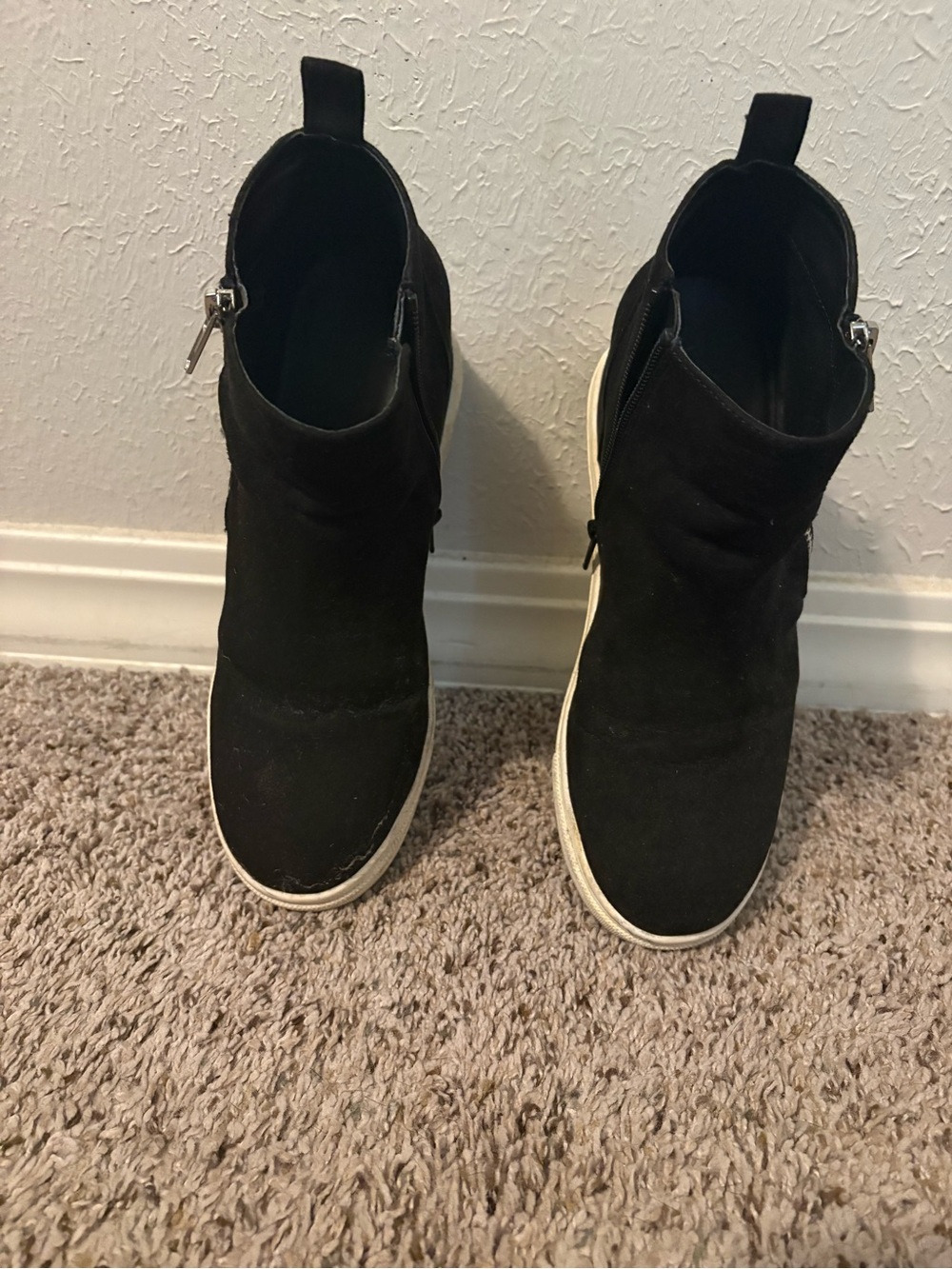 Women's Black Suede Slip-On Ankle Sneakers